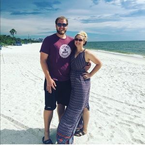 Maxi blue and orange design dress